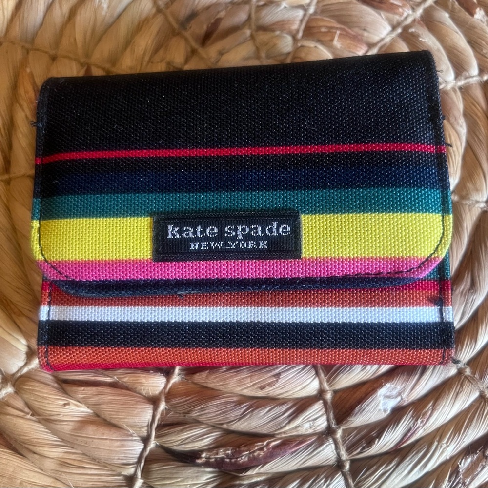 Kate Spade New York Rainbow Stripe Nylon Wallet Snap Closure